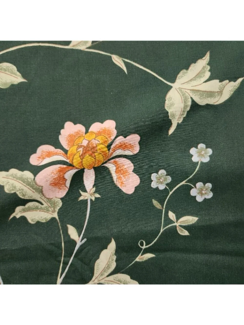 Vintage Fieldcrest Empress Garden Geen Bird Floral Flat Twin Sheet
